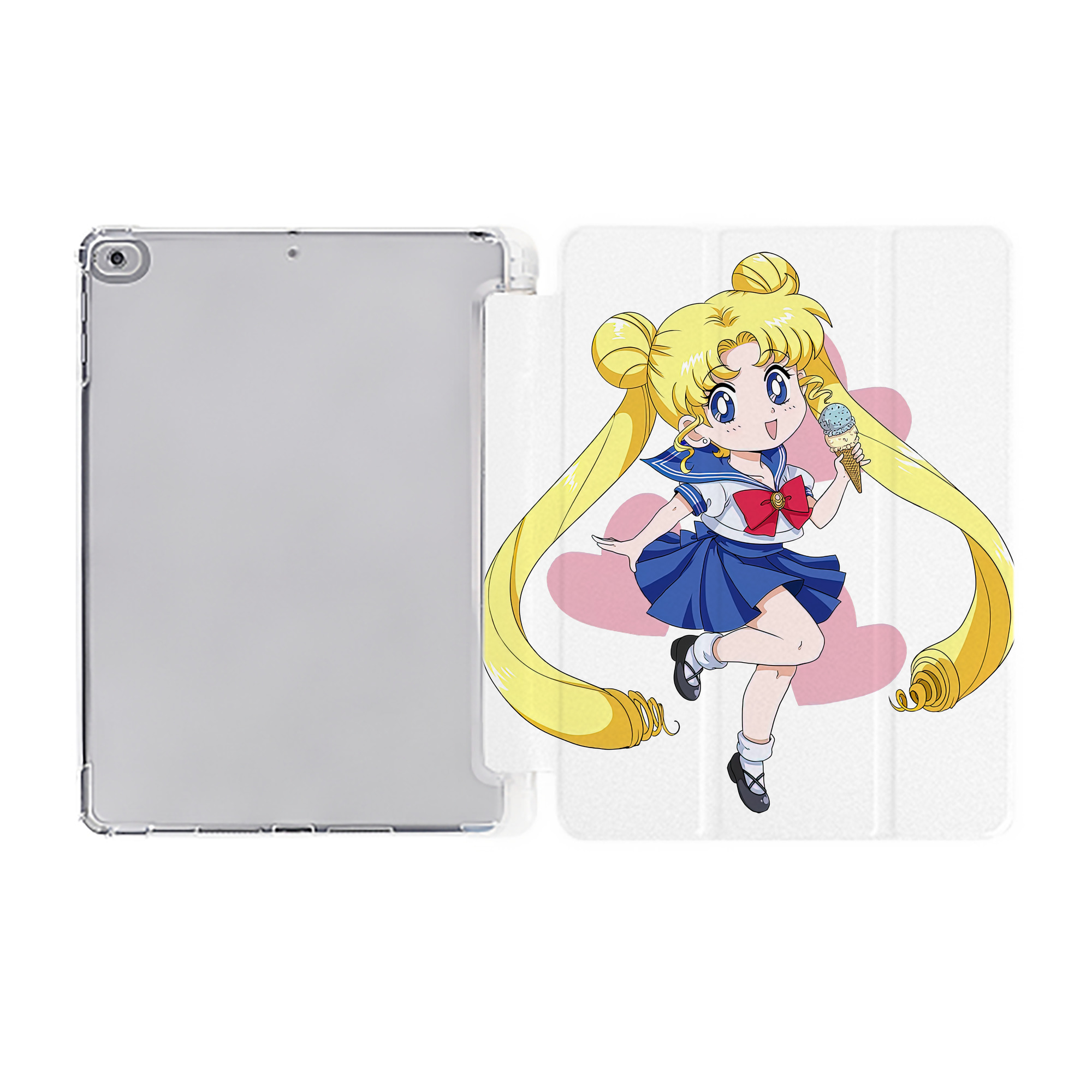 （画像用） 美少女戦士セーラームーン 愛野 美奈子 あいの みなこ Sailor Moon Aino Minako IPad ケース ペン収納付き 三つ折りスタンド PUレザー×シリコン 対応機種9.5/10.5/10.9インチ